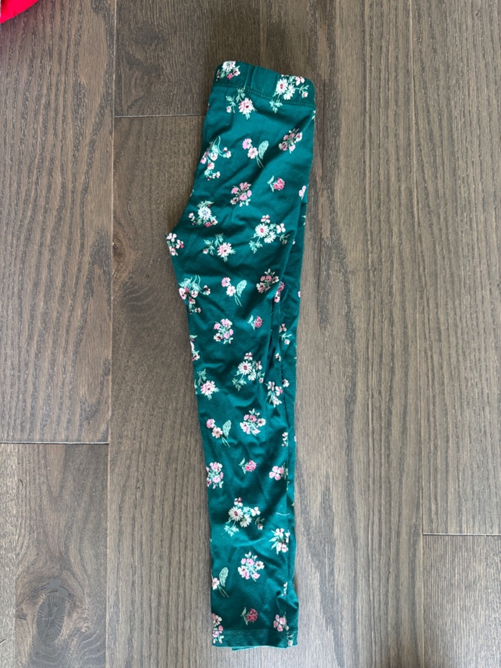 Janie and Jack Dark Green Floral Stretch Leggings